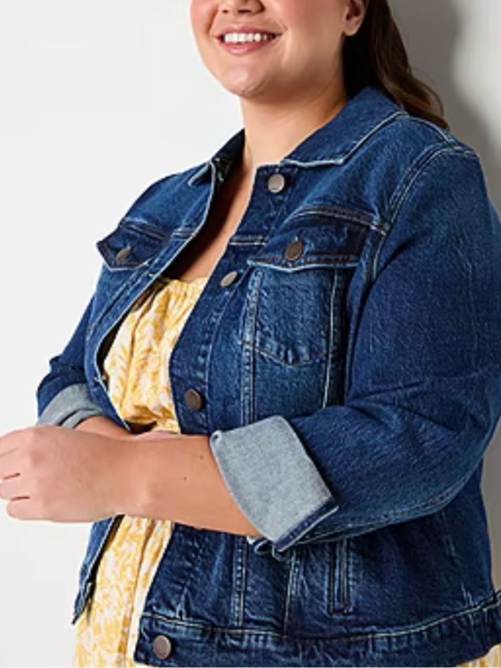 Levi's Dark Blue Denim Jean Jacket with Rolled Cuffs